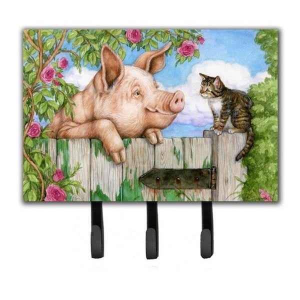 Carolines Treasures Carolines Treasures CDCO0349TH68 Pig at the Gate with the Cat Leash or Key Holder CDCO0349TH68 - main